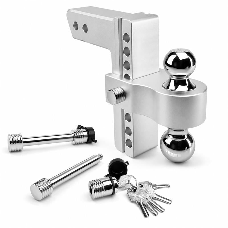 Vypart Dual Ball Adjustable Aluminum Towing Hitch Fits 2"x2" Trailer Receiver for RV &amp; Farm Use