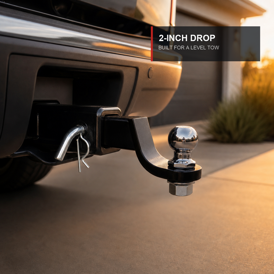 Vypart 2-Inch Drop Trailer Hitch Ball Mount Kit with 50 mm Ball & Hitch Pin