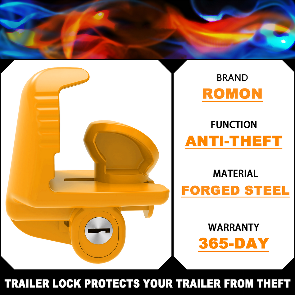 Vypart yellow universal trailer hitch locks for 1-7/8", 2", and 2-5/16" in couplers - heavy duty steel hitch lock for trailers, rvs and vehicles