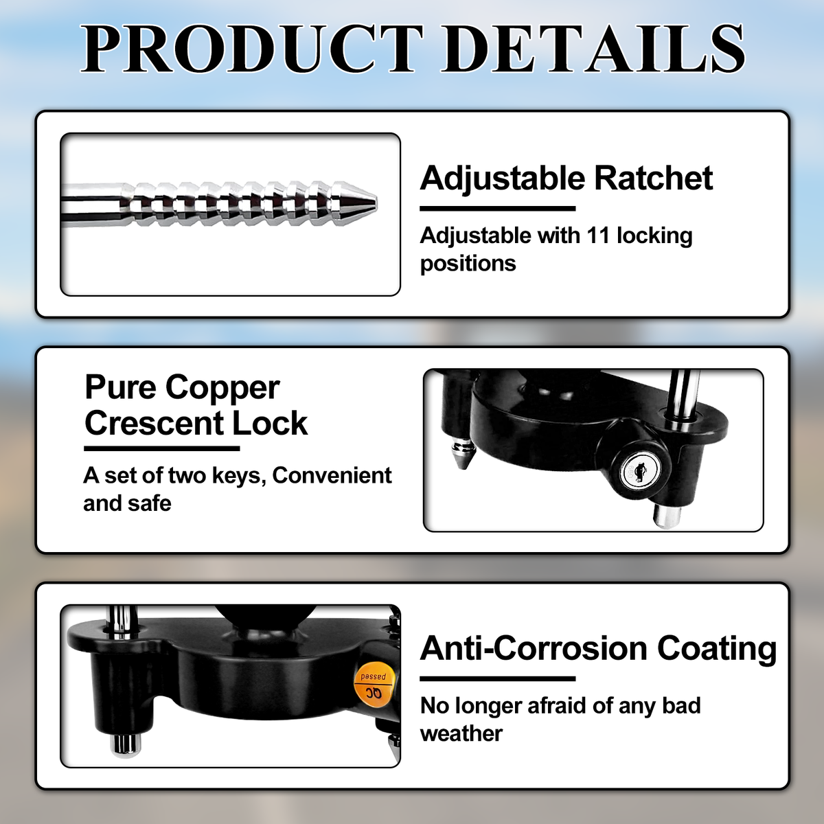 Vypart universal trailer lock ball design black color,anti-rust copper coating, crime-resistant and simply easy to use - includes 2 keys