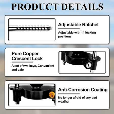 Vypart universal trailer lock ball design black color,anti-rust copper coating, crime-resistant and simply easy to use - includes 2 keys