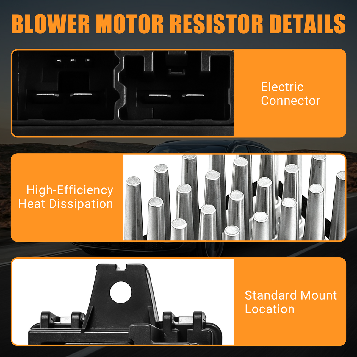Product details of the replacement 15141283 blower motor resistor