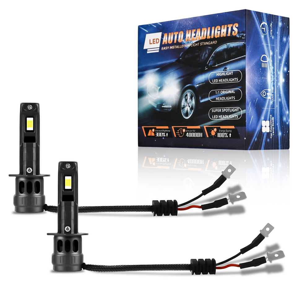 Vypart H1 LED High and Low Beam Headlights, Super Bright White for Cars, Trucks, SUVs, Vans.2 Pcs
