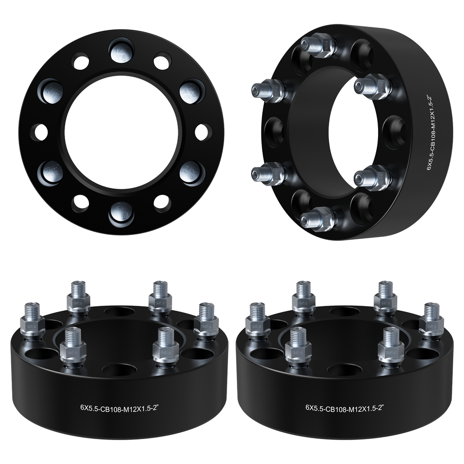 Vypart 2" 6x5.5 Wheel Spacers Compatible M12x1.5 Studs 6x139.7 Center Bore for 6 Lug Fit for  4PCS