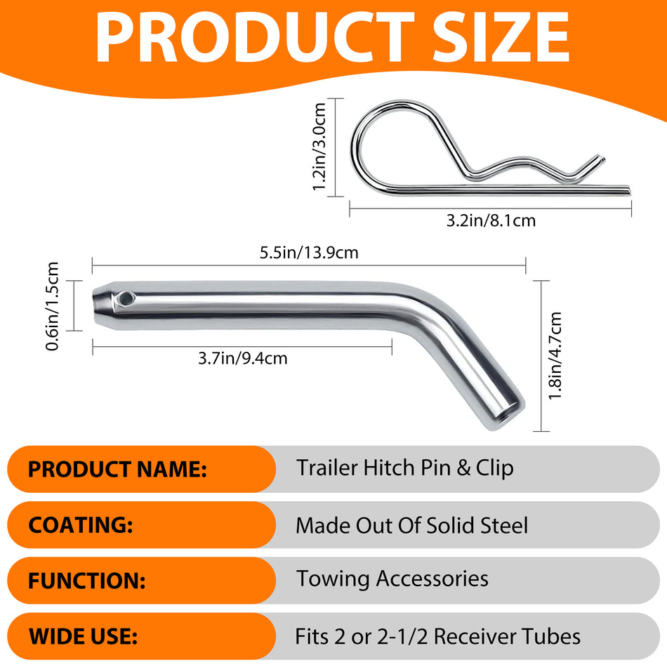 Vypart Stainless Steel Trailer Hitch Lock Pin Kit L-Shaped Lynch Pin with Cotter Pin for Secure Towing B2B