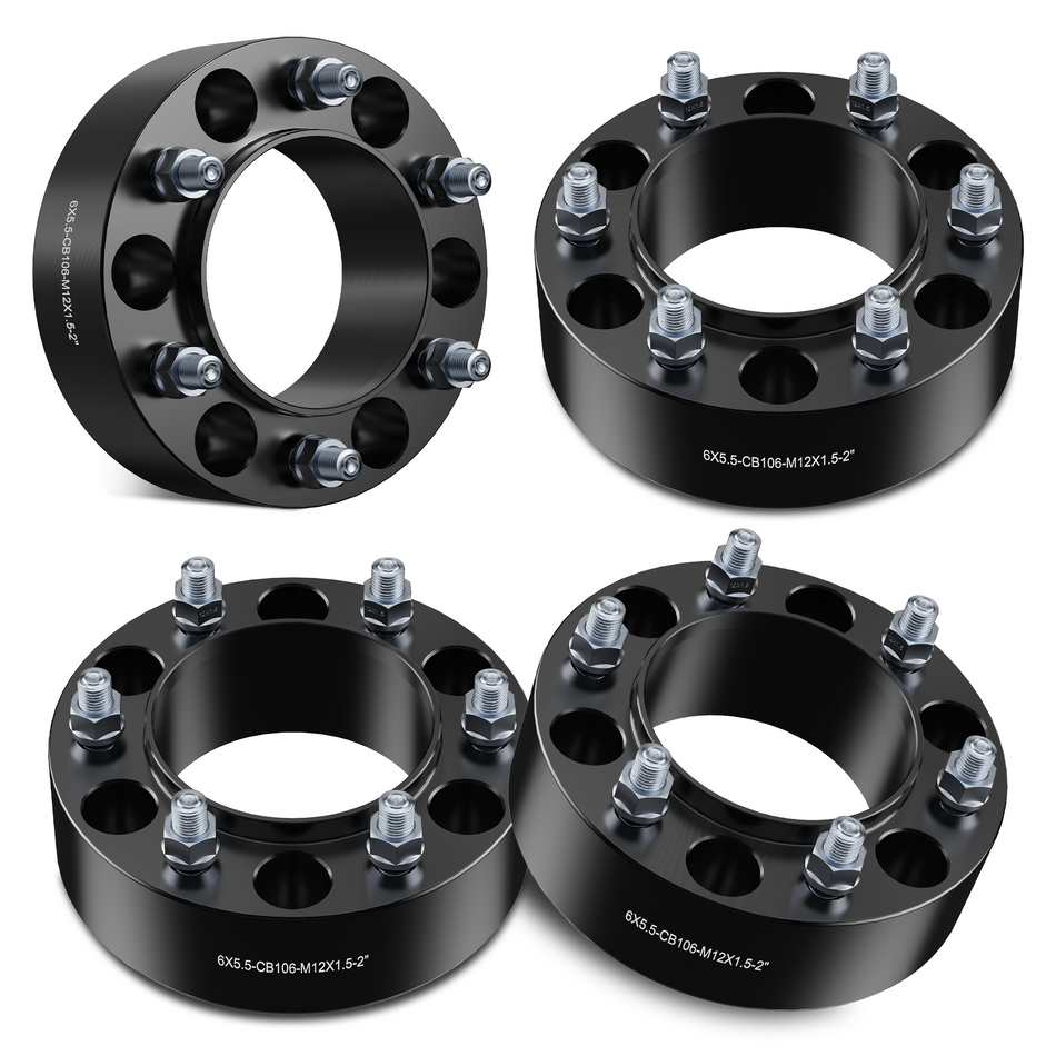 Vypart 2" 6x5.5 Wheel Spacers Compatible M12x1.5 Studs 6x139.7 Center Bore for 6 Lug Fit for  1995-2023 Tacoma 1989-2024 4Runner 4PCS