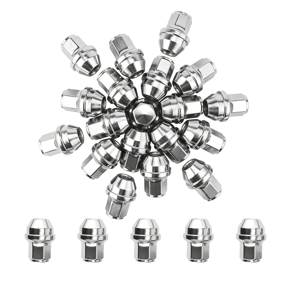 Vypart Chrome Lug Nuts M14 X 1.5 Bulge Acorn Lug Nut,One-Piece Design 21mm Hex Anti-Rusting Updated for Specific Models,24 Pcs