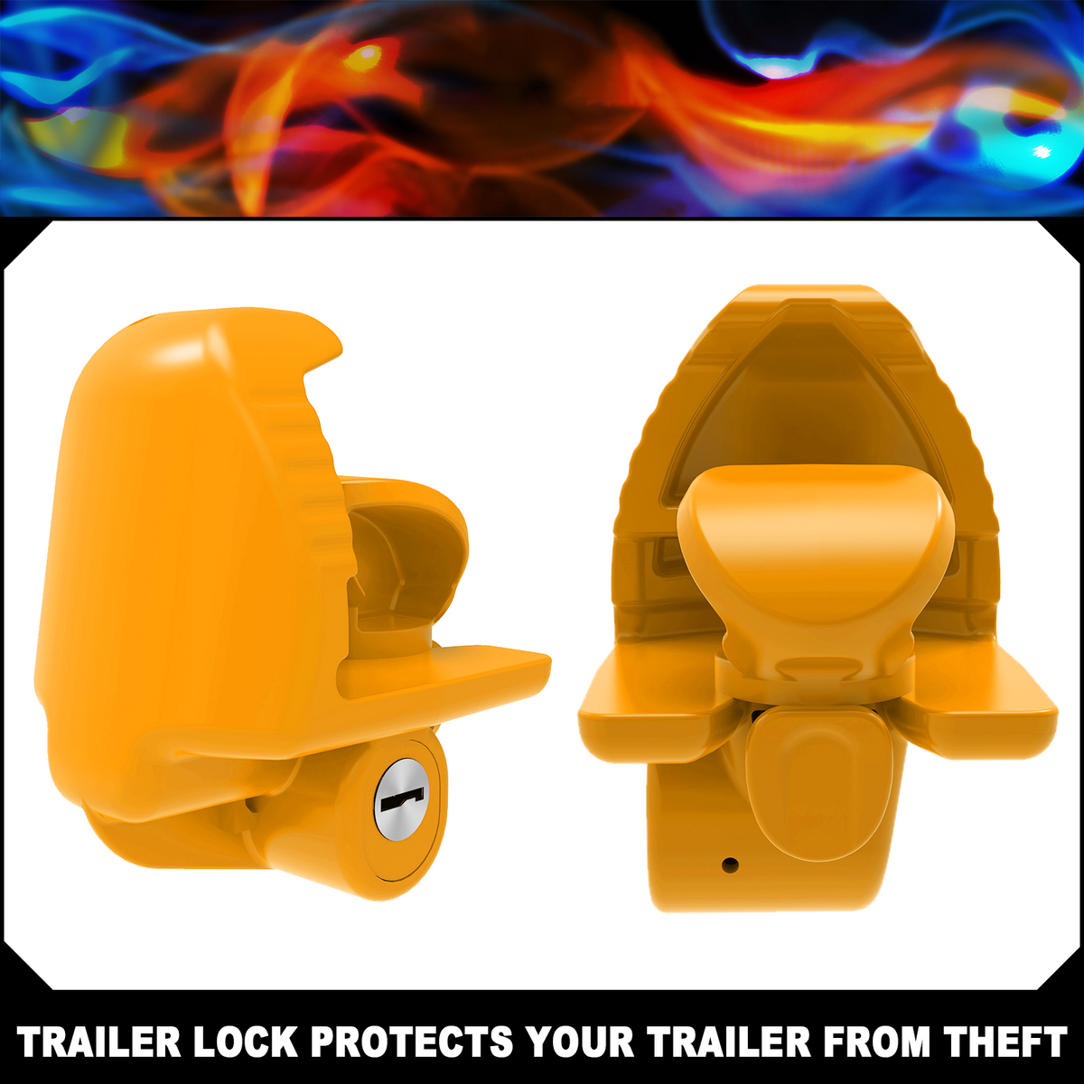 Vypart yellow universal trailer hitch locks for 1-7/8", 2", and 2-5/16" in couplers - heavy duty steel hitch lock for trailers, rvs and vehicles