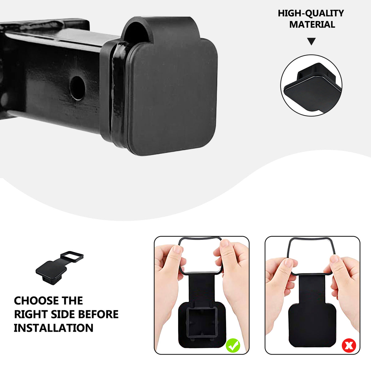 Vypart 2 inch hitch plug insert with premium black soft rubber simply push in design with ribs for heavy duty protection