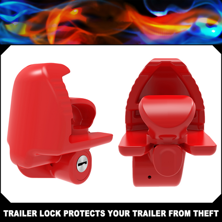 Vypart red trailer hitch lock with 2 keys, universal metal lock for Fit 1-7/8", 2", and 2-5/16" Coupler ensure security for boat, rv and trailers, anti-theft