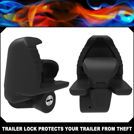 Vypart black heavy-duty metal trailer coupler lock - safe and anti-crime camping lock with anti-corrosion coating, waterproof design
