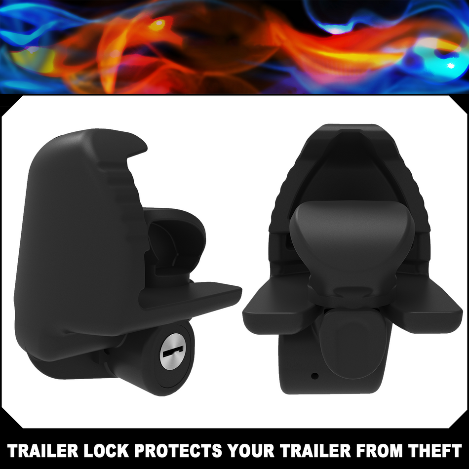 Vypart black heavy-duty metal trailer coupler lock - safe and anti-crime camping lock with anti-corrosion coating, waterproof design