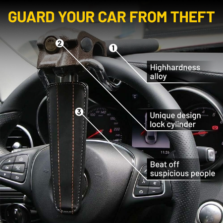 Vypart Vehicle Car Anti Theft with 3 Keys Foldable Steering Wheel Security Lock
