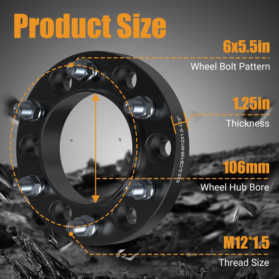 Vypart 1.25" 6x5.5 Wheel Spacers  Compatible M12x1.5 Studs 6x139.7 Center Bore for 6 Lug Fit for 1995-2023 Tacoma  4PCS