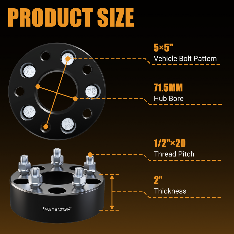 Vypart 2" 5x5 Wheel Spacers  Compatible 1/2 "x20 Studs 5x127 Center Bore for 5Lug Fit for 1999-2010 Jeep Grand 4PCS