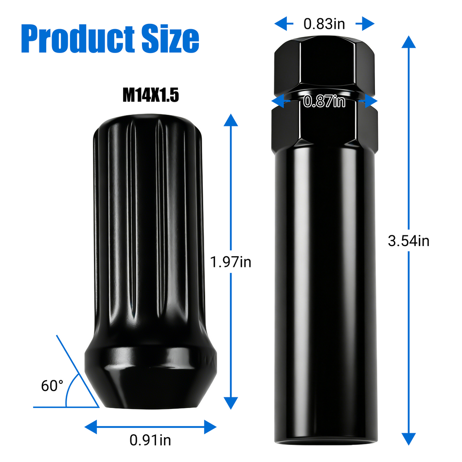 Vypart M14 X 1.5 Wheel Lug Nuts for Conical/Cone Bulge Seat with 1 Socket Key Fits 8 Lug Aftermarket Wheels,32 Pcs