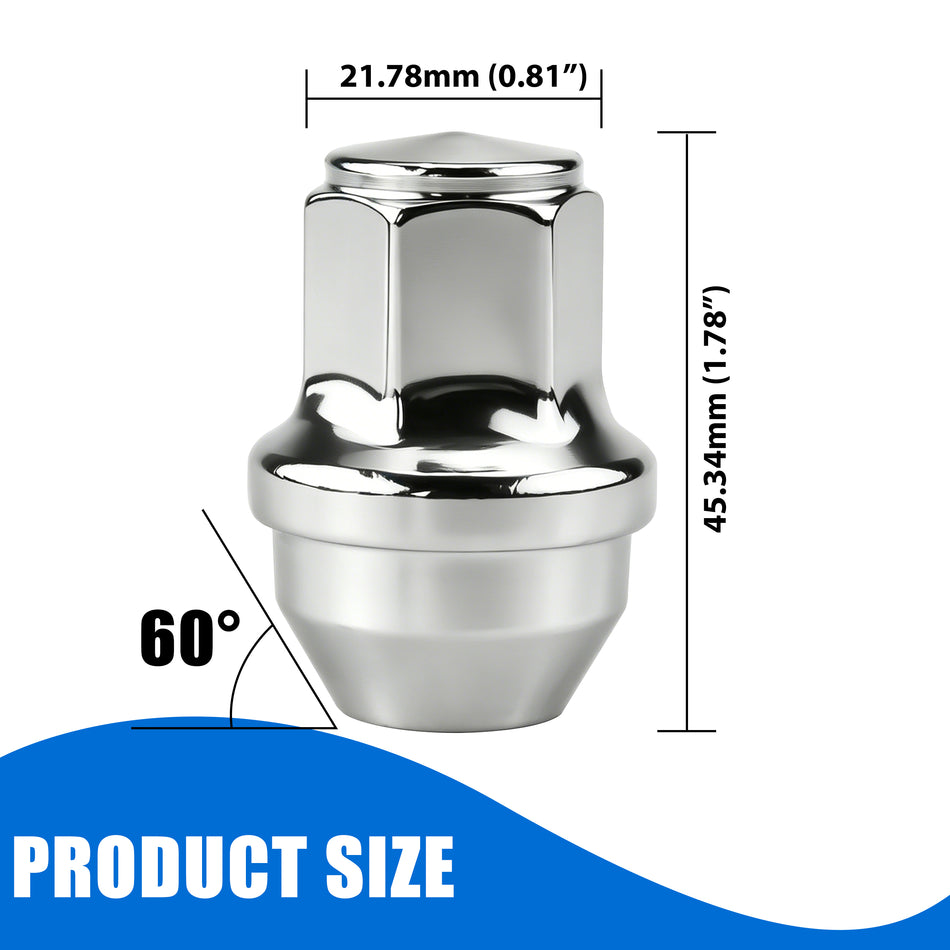 Vypart Chrome Lug Nuts M14 X 1.5 Bulge Acorn Lug Nut,One-Piece Design 21mm Hex Anti-Rusting Updated for Specific Models,24 Pcs