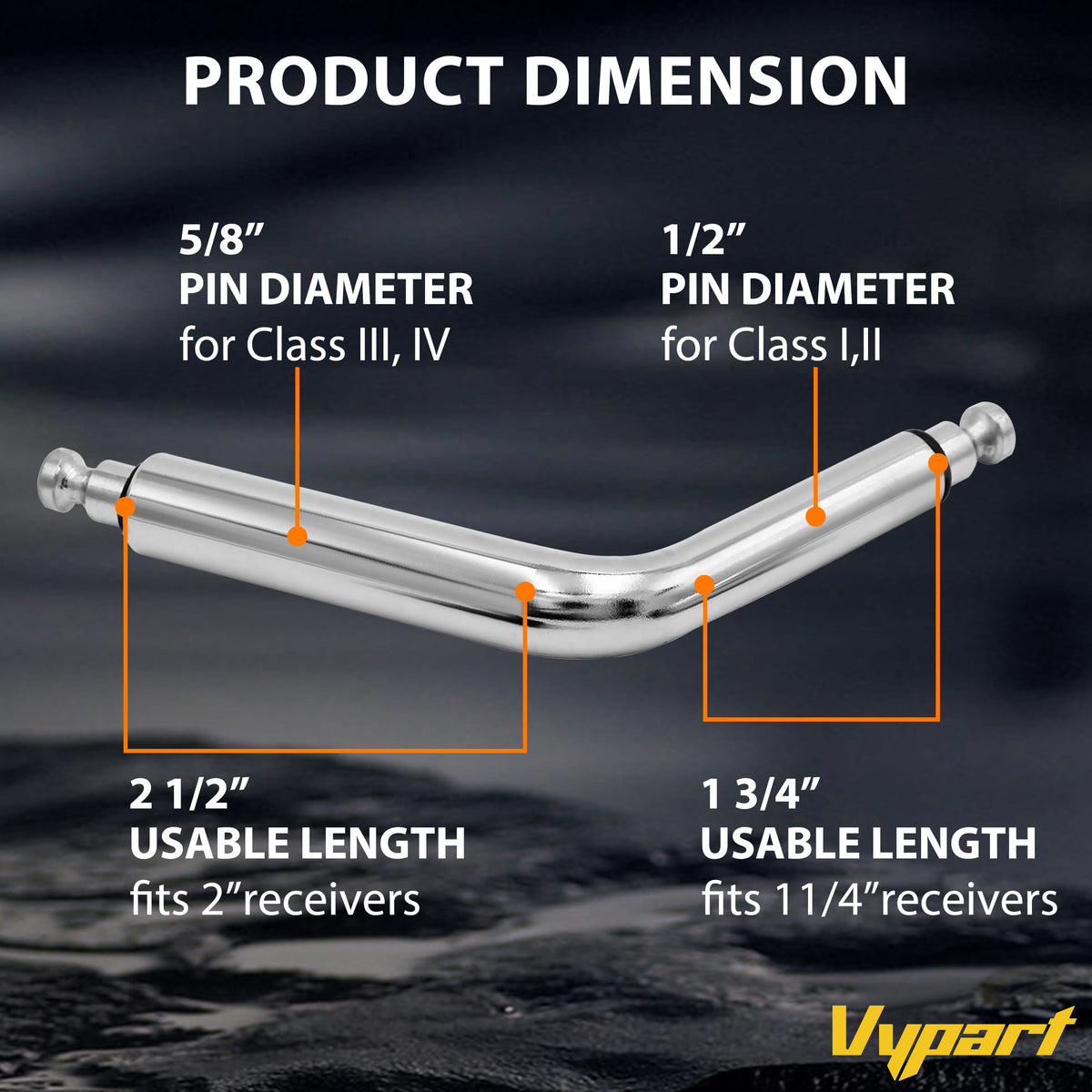 Vypart connector with double-end locking mechanism, with diameters of 1/2 inch and 5/8 inch Trailer Hitch Receiver Coupler Lock