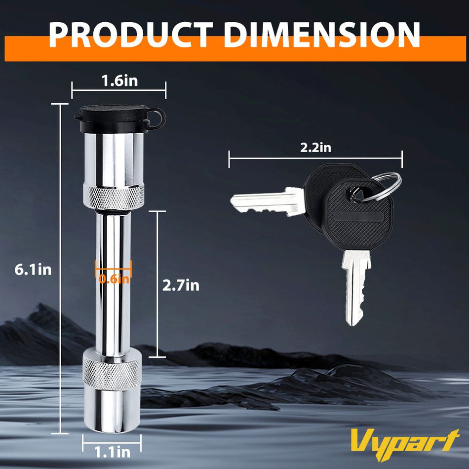 Vypart Bone Style Locking 5/8" Trailer Hitch Pin Assembly with 2 keys for Trailer Yachts