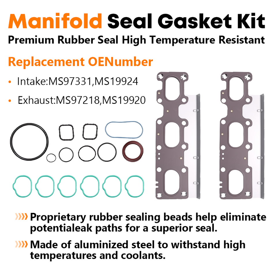 Vypart HGS4213 Cylinder Head Gasket Set for 2011-2019 Ford Explorer Edge Flex Taurus Police Interceptor 3.5L V6 | Intake & Exhaust Manifold Gaskets | Silicone & Steel Rubber Seals Kit B2B