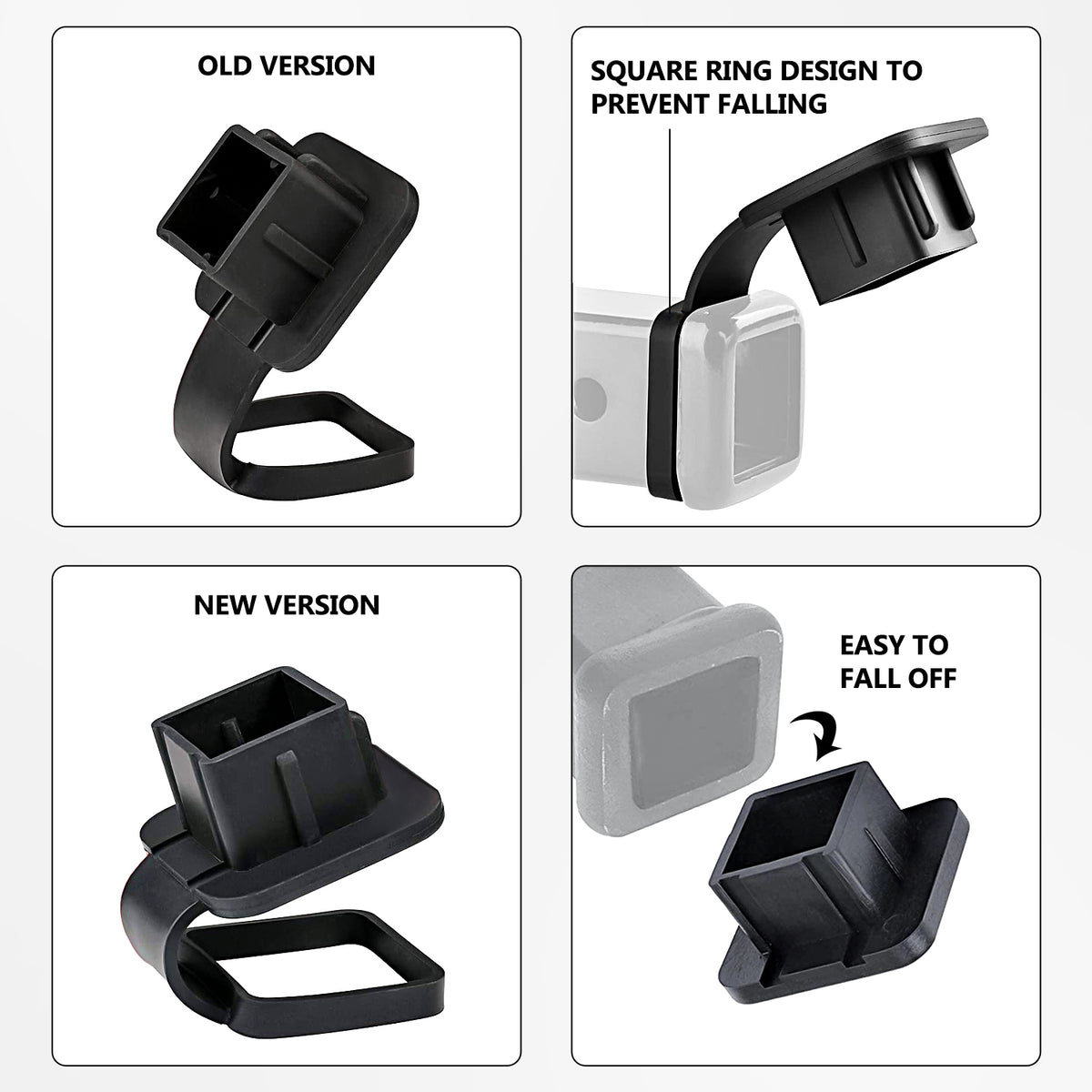 Vypart 2 inch hitch plug insert with premium black soft rubber simply push in design with ribs for heavy duty protection