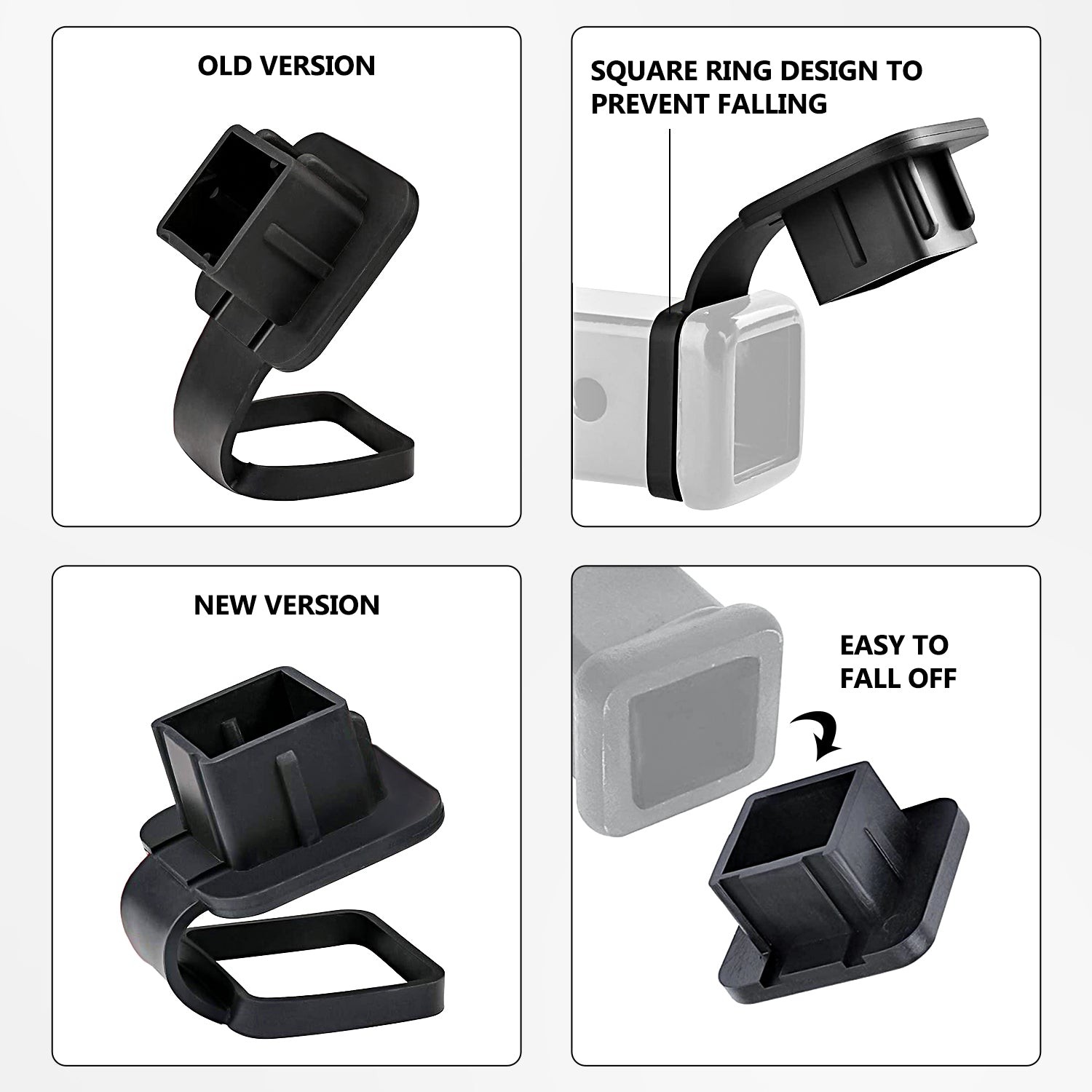 Vypart 2 inch hitch plug insert with premium black soft rubber simply push in design with ribs for heavy duty protection