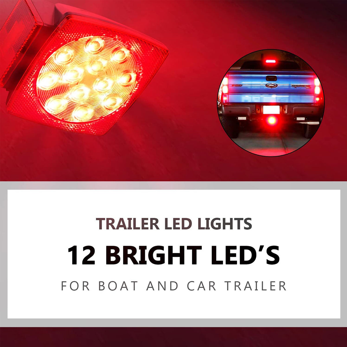 Vypart Trailer Lights, LED Waterproof Tow Lighting Kit with Wiring Harness for Boat Truck Camper RV Snowmobile Caravan