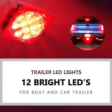 Vypart Trailer Lights, LED Waterproof Tow Lighting Kit with Wiring Harness for Boat Truck Camper RV Snowmobile Caravan