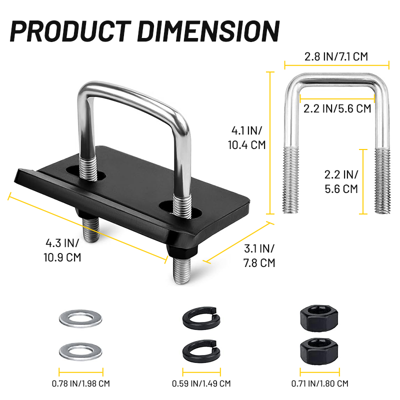 Vypart Tow Hook,Car Towing Eye Heavy Duty Hitch Tightener and Stabilizer for 1.25 and 2 Trailer Hitches