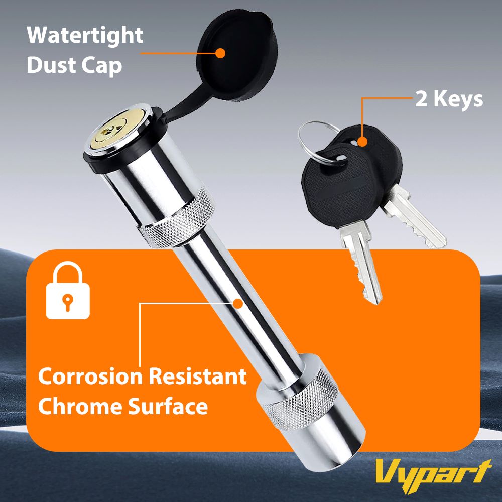 Vypart Bone Style Locking 5/8" Trailer Hitch Pin Assembly with 2 keys for Trailer Yachts