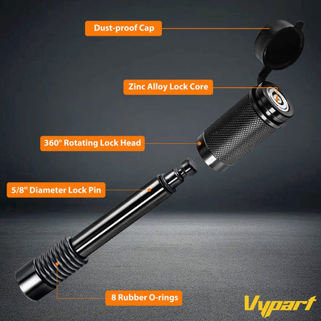 Vypart 1 pack Trailer Hitch Receiver Pin Lock 5/8" Diameter 4" Length for Car Truck Boat