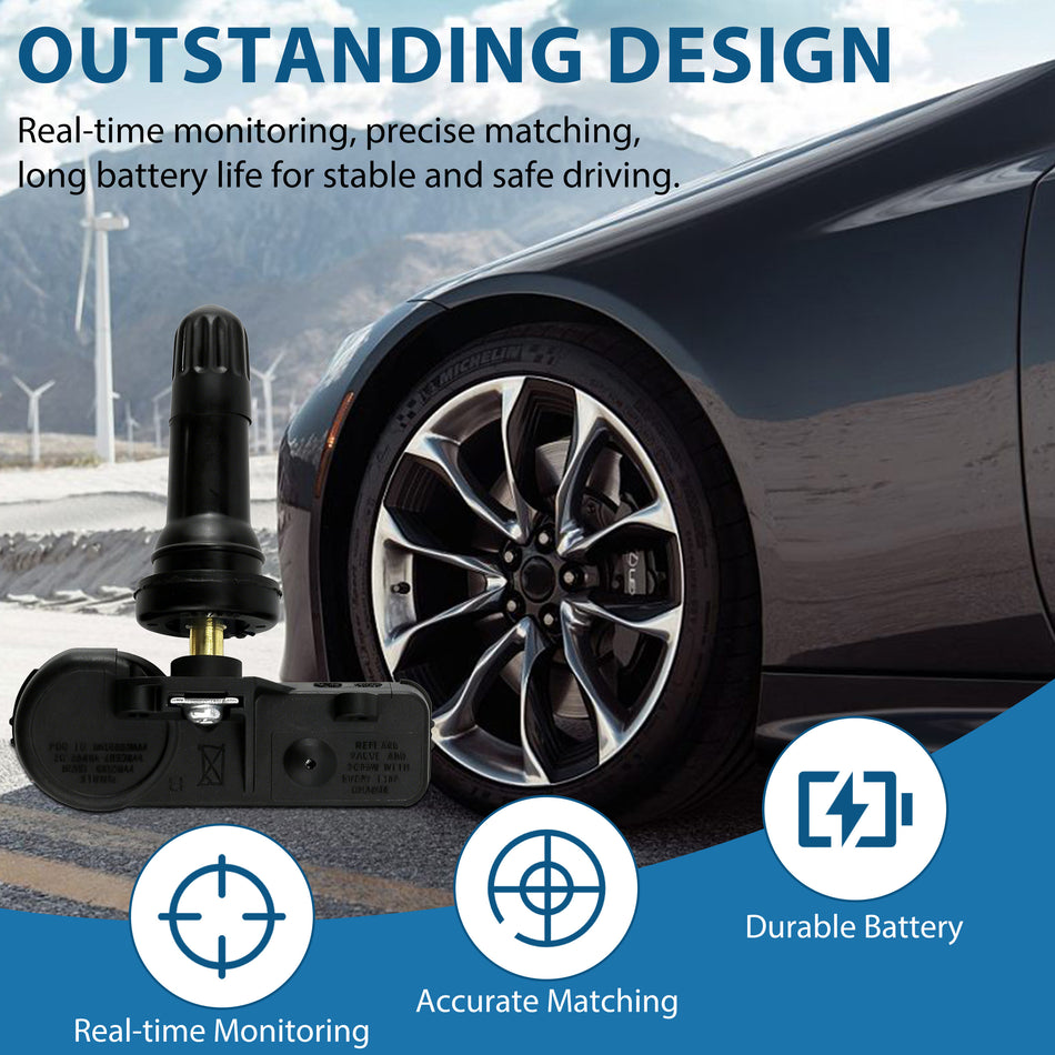 Vypart TPMS Sensor GM, 315 Mhz Tire Pressure Monitoring System Sensor Compatible for Chevy,Replace#13598771,4 Pcs