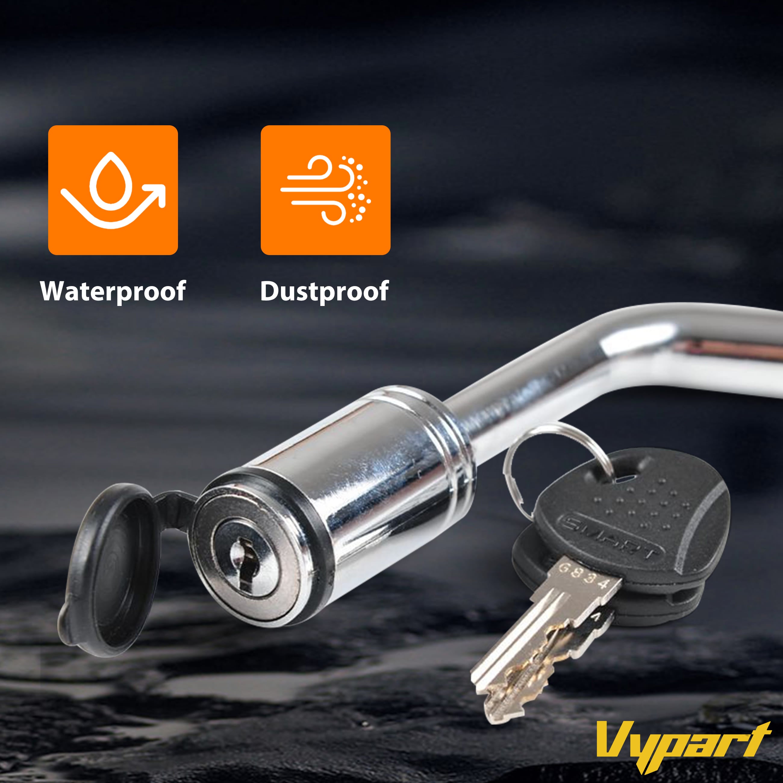 Vypart connector with double-end locking mechanism, with diameters of 1/2 inch and 5/8 inch Trailer Hitch Receiver Coupler Lock