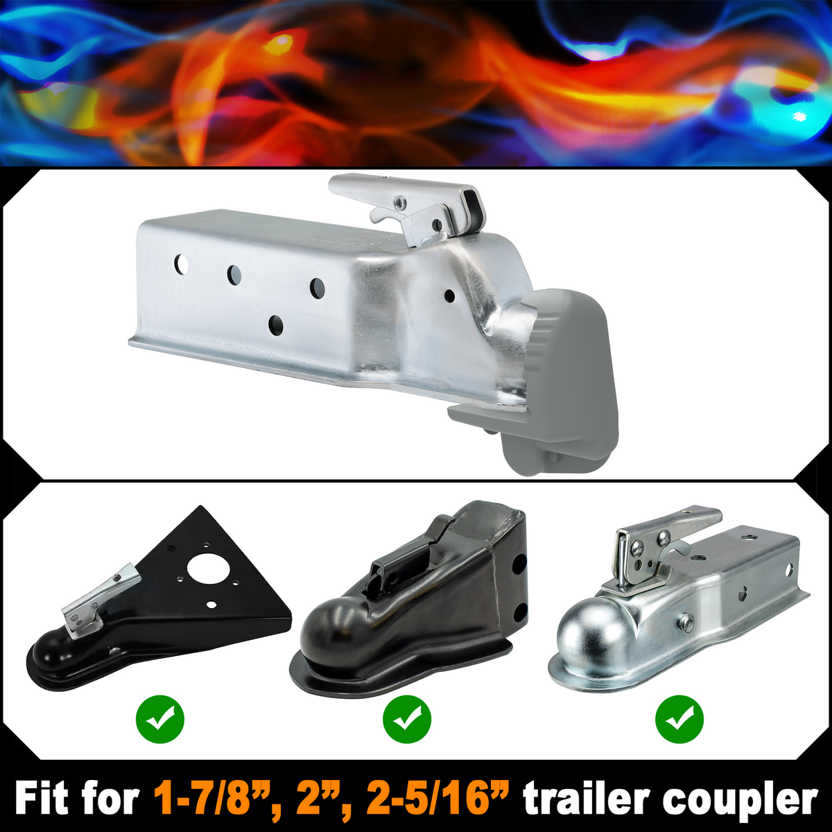 Vypart red trailer hitch lock with 2 keys, universal metal lock for Fit 1-7/8", 2", and 2-5/16" Coupler ensure security for boat, rv and trailers, anti-theft