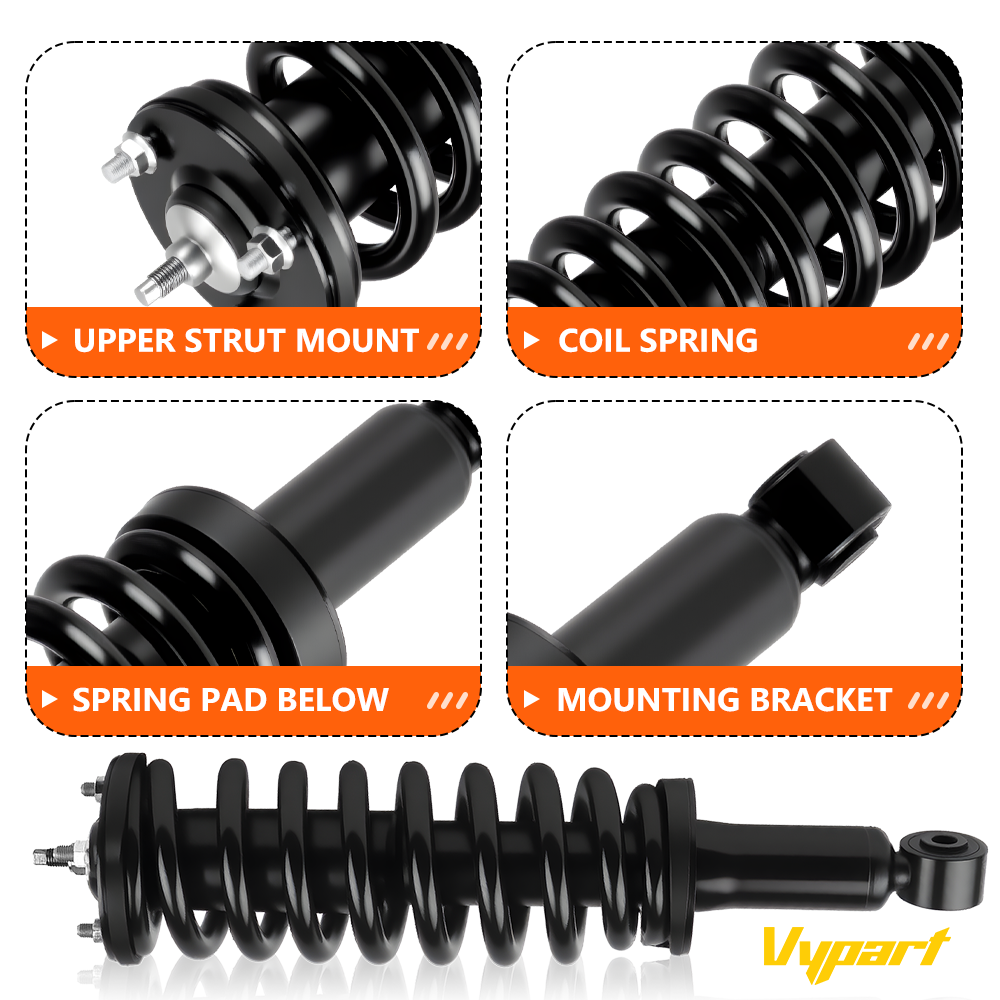 Vypart Complete Front Part Shock Coil Spring Assembly Absorber Set of 2 171347L 171347R fit with Toyota Tundra 2000-2006
