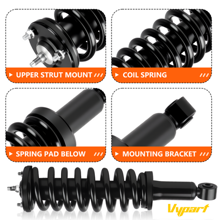 Vypart Complete Front Part Shock Coil Spring Assembly Absorber Set of 2 171347L 171347R fit with Toyota Tundra 2000-2006