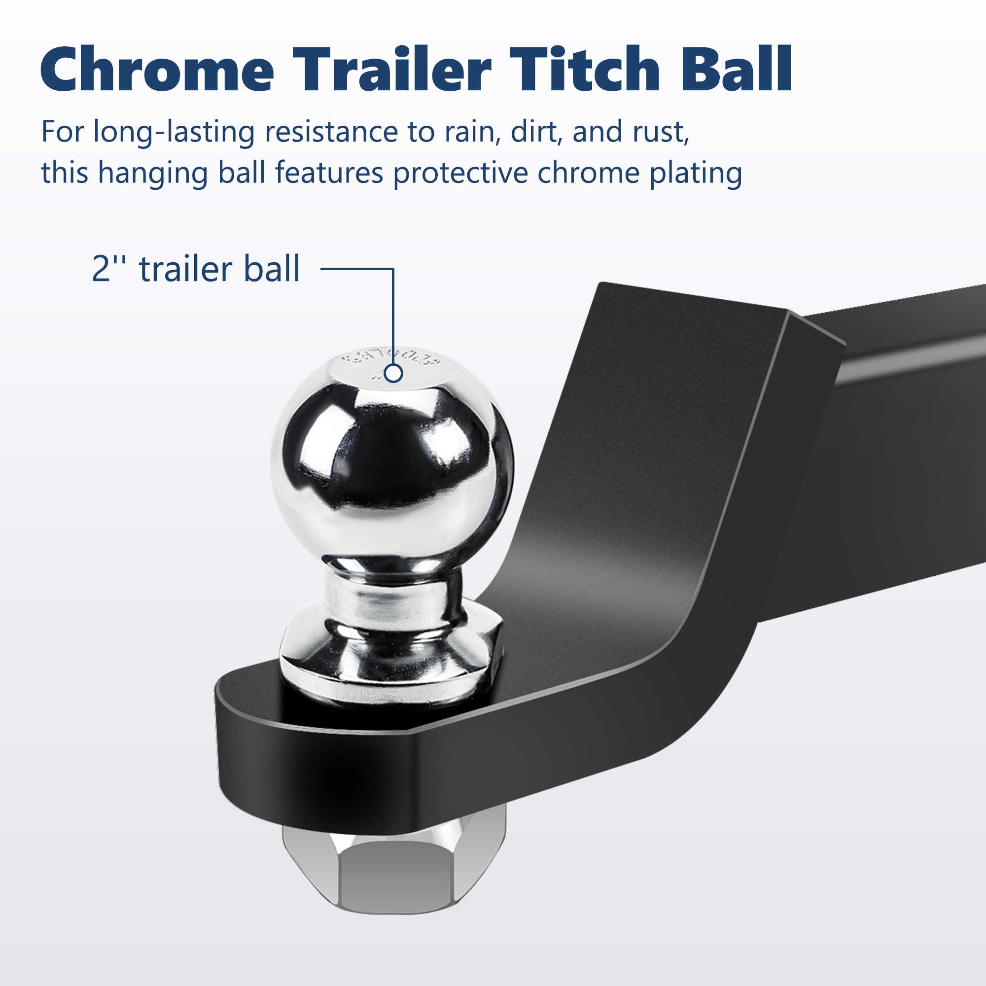 Vypart 2-inch heavy duty trailer hitch ball mount with chrome trailer ball - safe and secure lock system,simply fits for towing cars, trucks, and suvs
