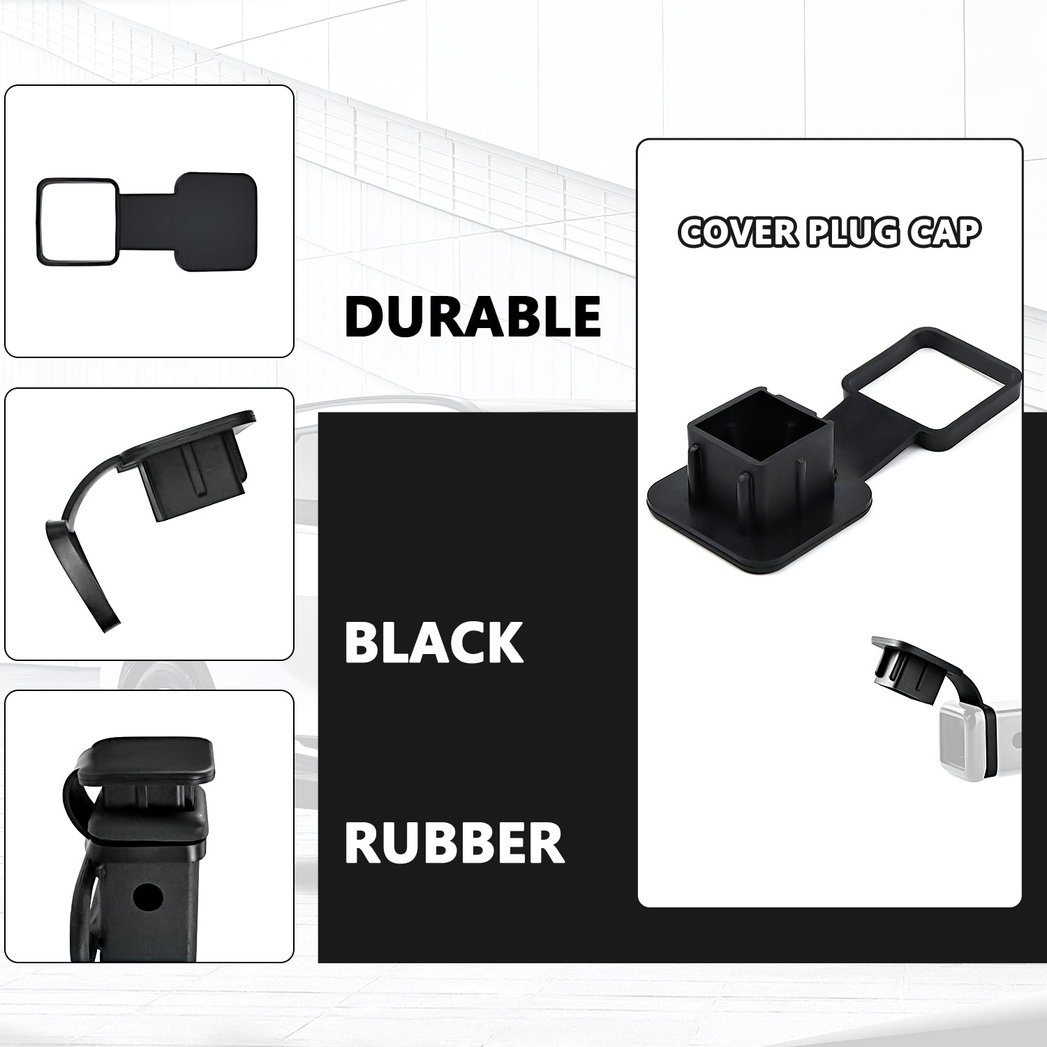 Vypart 2 inch hitch plug insert with premium black soft rubber simply push in design with ribs for heavy duty protection