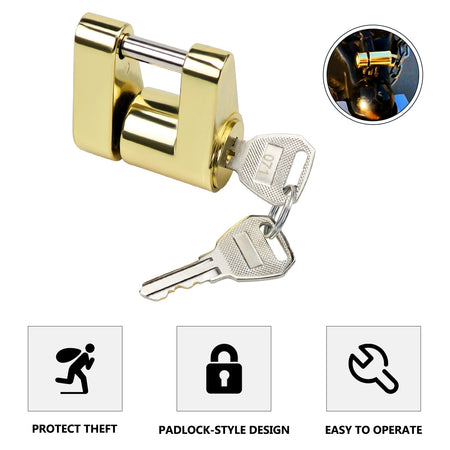 Vypart coupler lock with 1/4-inch pin - easy to use trailer lock for latch-type couplers up to 3/4 inches, made of zinc alloy