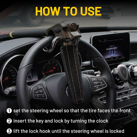 Vypart Vehicle Car Anti Theft with 3 Keys Foldable Steering Wheel Security Lock