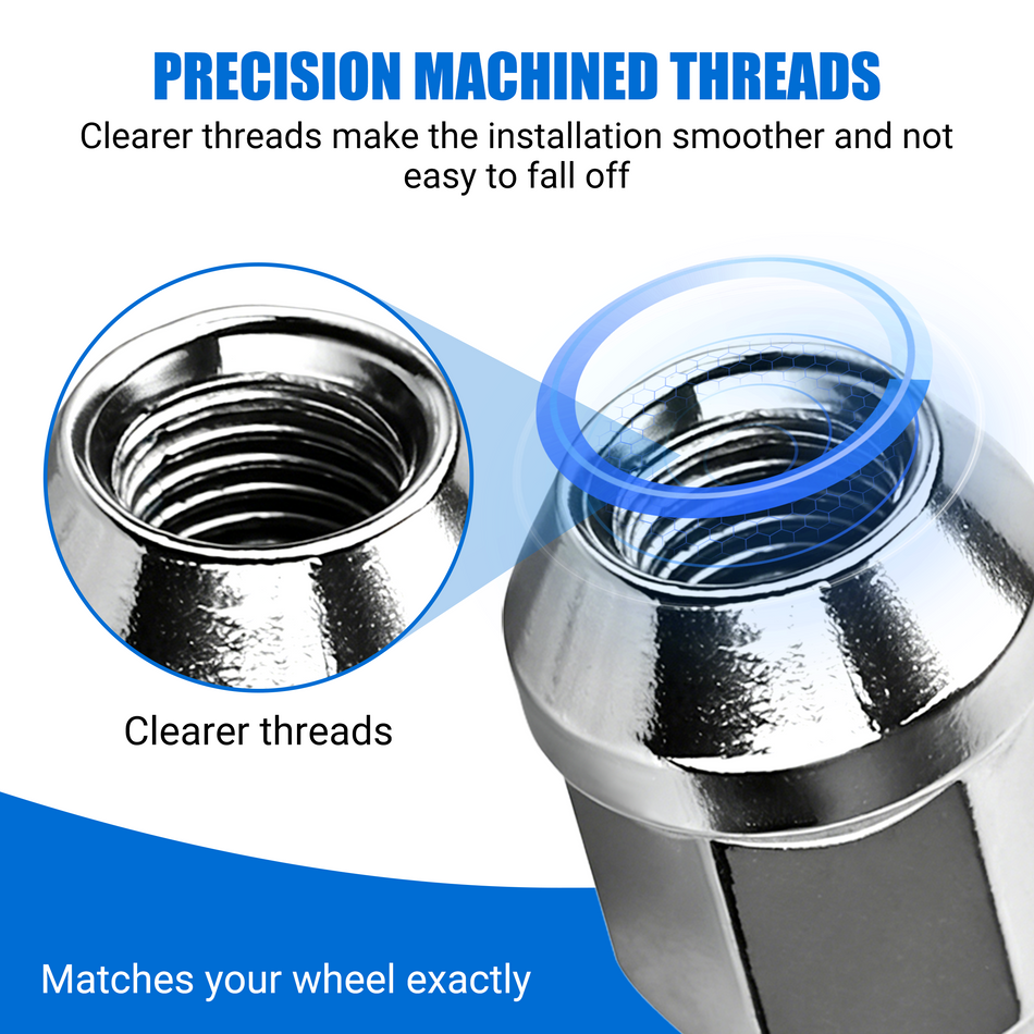 Vypart M12 X 1.5 Wheel Lug Nuts, 20 Pcs Chrome Closed End Bulge Acorn Lug Nut, Cone Seat,3/4" 19 mm Hex.