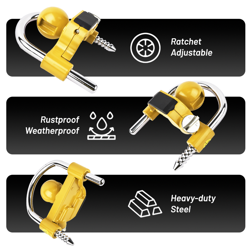 Vypart yellow universal trailer hitch lock with combination - heavy-duty steel tow ball coupler for 1-7/8”, 2”, 2-5/16” - secure against broken ordinary locks