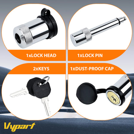 Vypart Bone Style Locking 5/8" Trailer Hitch Pin Assembly with 2 keys for Trailer Yachts