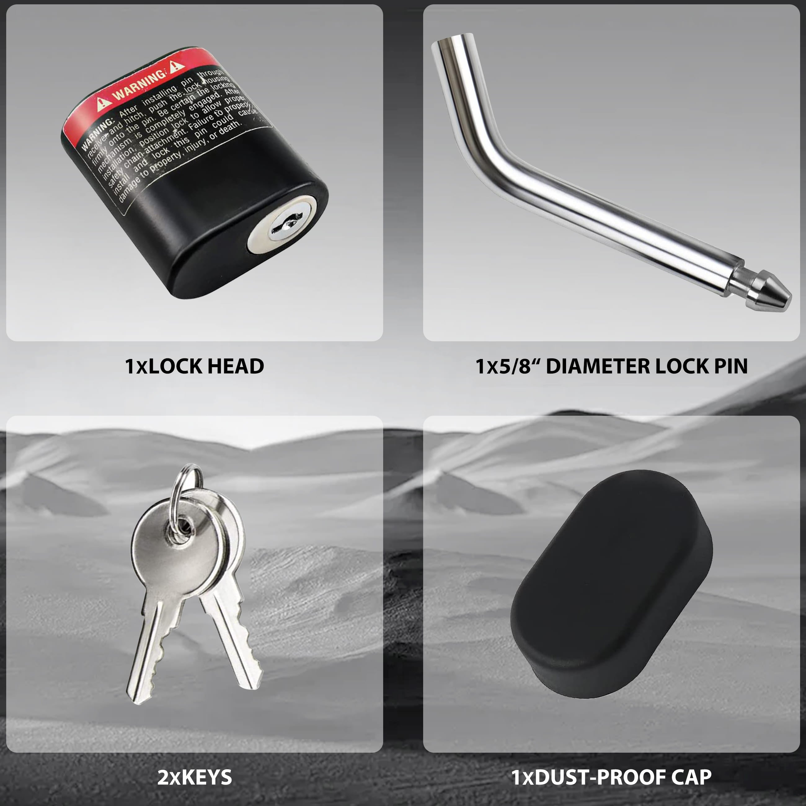 Vypart J-Shape Trailer Hitch Receiver Lock 5/8" Dia Pin for Class III/IV 2 2-1/2 Truck Trailer