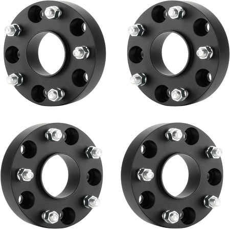 Set of 4 CNC machined aluminum wheel spacers, 1.5 inches thick with 5x5.5 bolt pattern and 77.8mm hub bore.