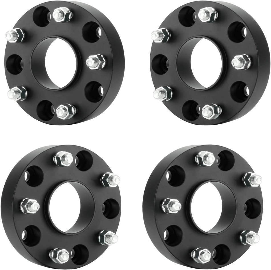 Set of 4 CNC machined aluminum wheel spacers, 1.5 inches thick with 5x5.5 bolt pattern and 77.8mm hub bore.