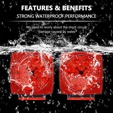 Vypart Trailer Lights, LED Waterproof Tow Lighting Kit with Wiring Harness for Boat Truck Camper RV Snowmobile Caravan