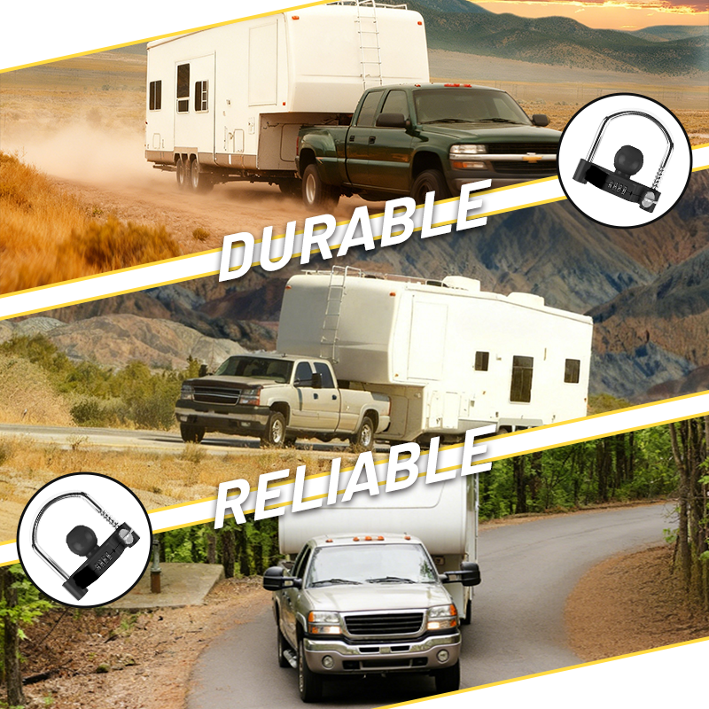 Vypart Black 4-digit heat-resistant powder-coated combination lock for trailer hitch - anti-theft ratchet padlock to ensure secure caravan tow shackle