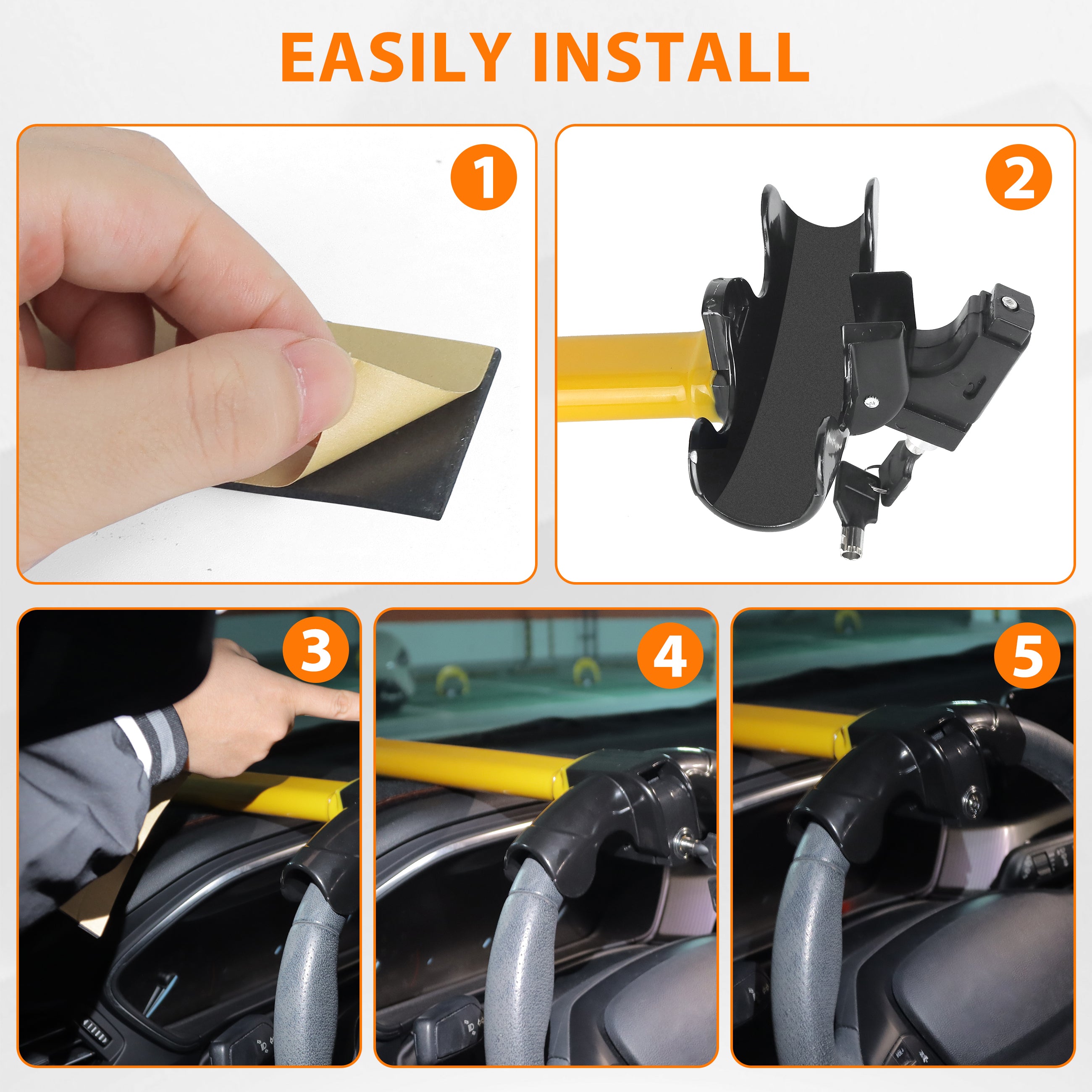 Vypart 1 PC Universal Anti-Theft Vehicle Security Rotary Steering Wheel Lock Security Car Safety Fits All Car