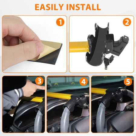 Vypart 1 PC Universal Anti-Theft Vehicle Security Rotary Steering Wheel Lock Security Car Safety Fits All Car